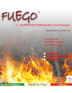 COPRIMATERASSO Fuego Antiacaro Ignifugo Classe 1 Linea Alberghiera Omologato