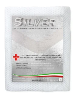 COPRIMATERASSO in fibra D'ARGENTO SILVER Made in Italy