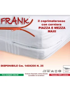 COPRIMATERASSO INTERO FRANK CON CERNIERA ZIP MISURA francese CM. 140 PIAZZA E MEZZA grande