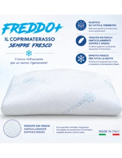 Coprimaterasso Rinfrescante Freddo+ Ice-Touch, Estivo, Termoregolatore, Traspirante, Anti-Umidità, Morbido, Elasticizzato