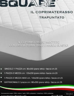 COPRIMATERASSO TRAVERSA TRAPUNTATA CON FASCIA ELASTICIZZATA in puro cotone