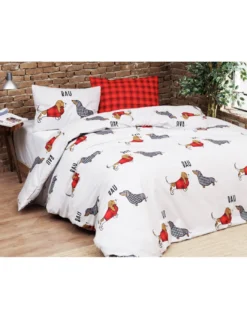 COPRIPIUMINO CAGNOLINI Rosso in Puro cotone Extra Double Face