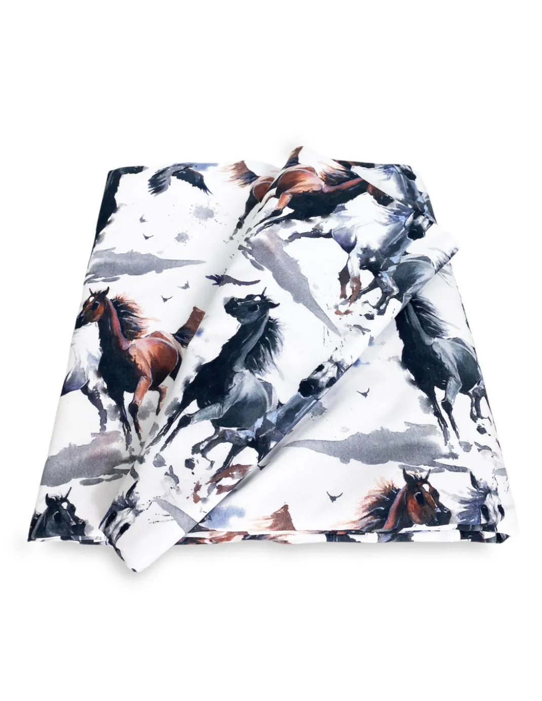 COPRIPIUMINO CAVALLO Cavalli in corsa in Puro cotone Made in Italy