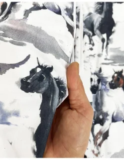 COPRIPIUMINO CAVALLO Cavalli in corsa in Puro cotone Made in Italy