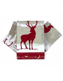 Copripiumino Cervo Alpi Rosso - Set Invernale 100% Cotone - Stile Montagna, Morbido e Traspirante