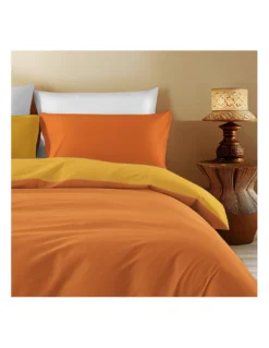 Copripiumino Double Face Arancione Scuro/Arancione Chiaro - 100% Cotone, Morbido e Traspirante, Made in Italy