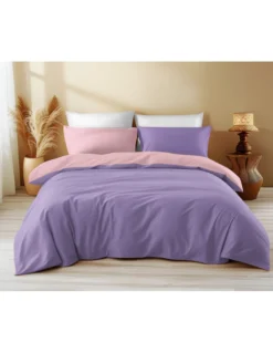 Copripiumino Double Face Rosa e Lilla - 100% Cotone, Morbido e Traspirante, Made in Italy