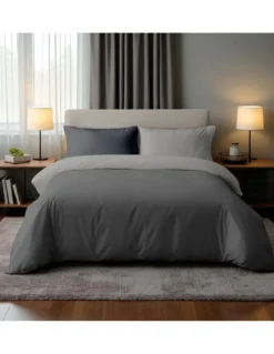 Copripiumino Duotto 4 Stagioni - Double Face Grigio e Antracite, Microfibra Traspirante, Certificato Oeko-Tex, Made in Italy