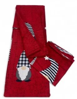 Copripiumino Elfi Natale Rosso - Set Letto Invernale 100% Cotone - Fantasia Natalizia Calda e Accogliente