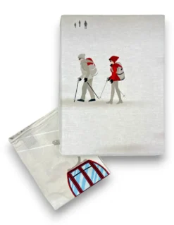 Copripiumino Fantasia Tirolese Sciatori in Cotone Double Face | Set Singolo e Matrimoniale con Federe Coordinabili | Lavabile