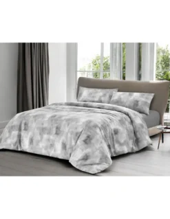 Copripiumino in Cotone Tempo di Dormire Grigio, Made in Italy, Design Astratto, Patella Antiscivolo, Lavabile in Lavatrice