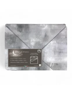 Copripiumino in Cotone Tempo di Dormire Grigio, Made in Italy, Design Astratto, Patella Antiscivolo, Lavabile in Lavatrice
