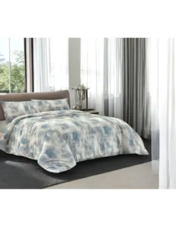 Copripiumino in Cotone Tempo di Dormire Grigio Ghiaccio, Made in Italy, Astratto, Patella Antiscivolo, Lavabile in Lavatrice