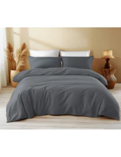 Copripiumino in Cotone Tinta Unita Grigio Scuro - Tempo di Dormire, 100% Puro Cotone, Morbido, Traspirante, Made in Italy