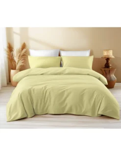 Copripiumino in Cotone Tinta Unita Giallo - Tempo di Dormire, 100% Puro Cotone, Morbido, Traspirante, Made in Italy