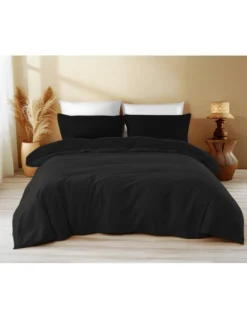 Copripiumino in Cotone Tinta Unita Nero - Tempo di Dormire, 100% Puro Cotone, Morbido, Traspirante, Made in Italy