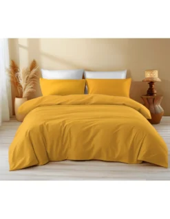 Copripiumino in Cotone Tinta Unita Ocra - Tempo di Dormire, 100% Puro Cotone, Morbido, Traspirante, Made in Italy