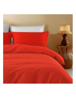 Copripiumino in Cotone Tinta Unita Rosso - Tempo di Dormire, 100% Puro Cotone, Morbido, Traspirante, Made in Italy
