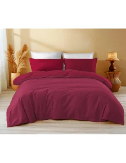 Copripiumino in Cotone Tinta Unita Bordeaux - Tempo di Dormire, 100% Puro Cotone, Morbido, Traspirante, Made in Italy
