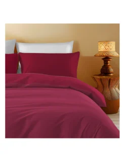 Copripiumino in Cotone Tinta Unita Bordeaux - Tempo di Dormire, 100% Puro Cotone, Morbido, Traspirante, Made in Italy