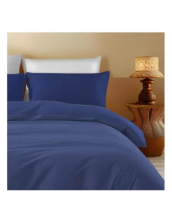 Copripiumino in Cotone Tinta Unita Blu Scuro - Tempo di Dormire, 100% Puro Cotone, Morbido, Traspirante, Made in Italy