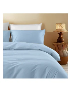 Copripiumino in Cotone Tinta Unita Azzurro - Tempo di Dormire, 100% Puro Cotone, Morbido, Traspirante, Made in Italy