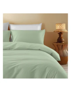 Copripiumino in Cotone Tinta Unita Verde - Tempo di Dormire, 100% Puro Cotone, Morbido, Traspirante, Made in Italy