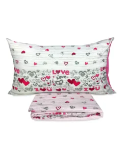 COPRIPIUMINO in Microfibra LOVE Rosa PEACE and LOVE