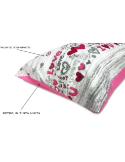 COPRIPIUMINO in Microfibra LOVE Rosa PEACE and LOVE