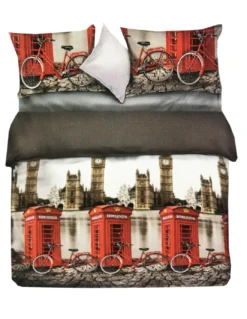 COPRIPIUMINO in Microfibra LONDRA INGLESE BIG BEN TELEPHONE