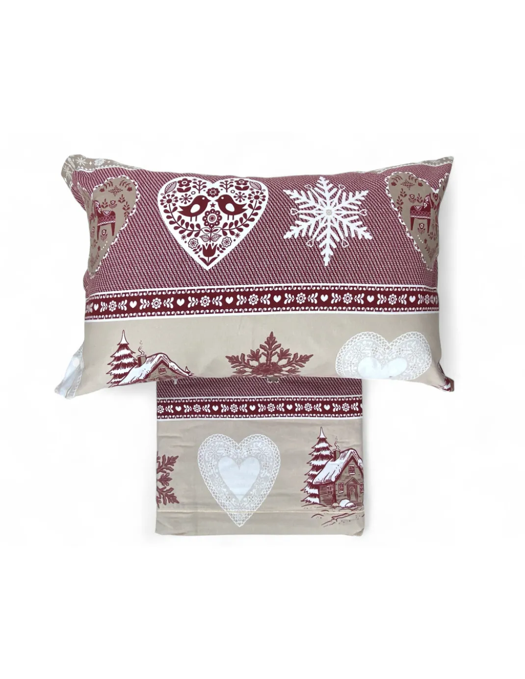 Copripiumino Matrimoniale Cuore e Baita - Flanella Cotone 100% - Anti-Pilling, con Patella Extra, Made in Italy