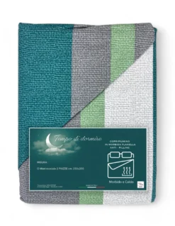Copripiumino Matrimoniale in Flanella 250x200 cm "Tempo di Dormire" - Felce Verde | Morbido, Caldo e Made in Italy