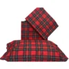 Copripiumino Matrimoniale 250x200 Tartan Rosso con 2 Federe- Flanella Cotone 100% con Patella Extra 40 cm - Made in Italy
