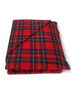 Copripiumino Matrimoniale 250x200 Tartan Rosso con 2 Federe- Flanella Cotone 100% con Patella Extra 40 cm - Made in Italy