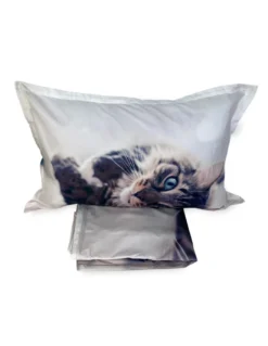 COPRIPIUMINO Rasatello HD FOTOGRAFICO GATTO sdraiato FELIX