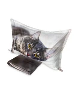 COPRIPIUMINO Rasatello HD FOTOGRAFICO GATTO sdraiato