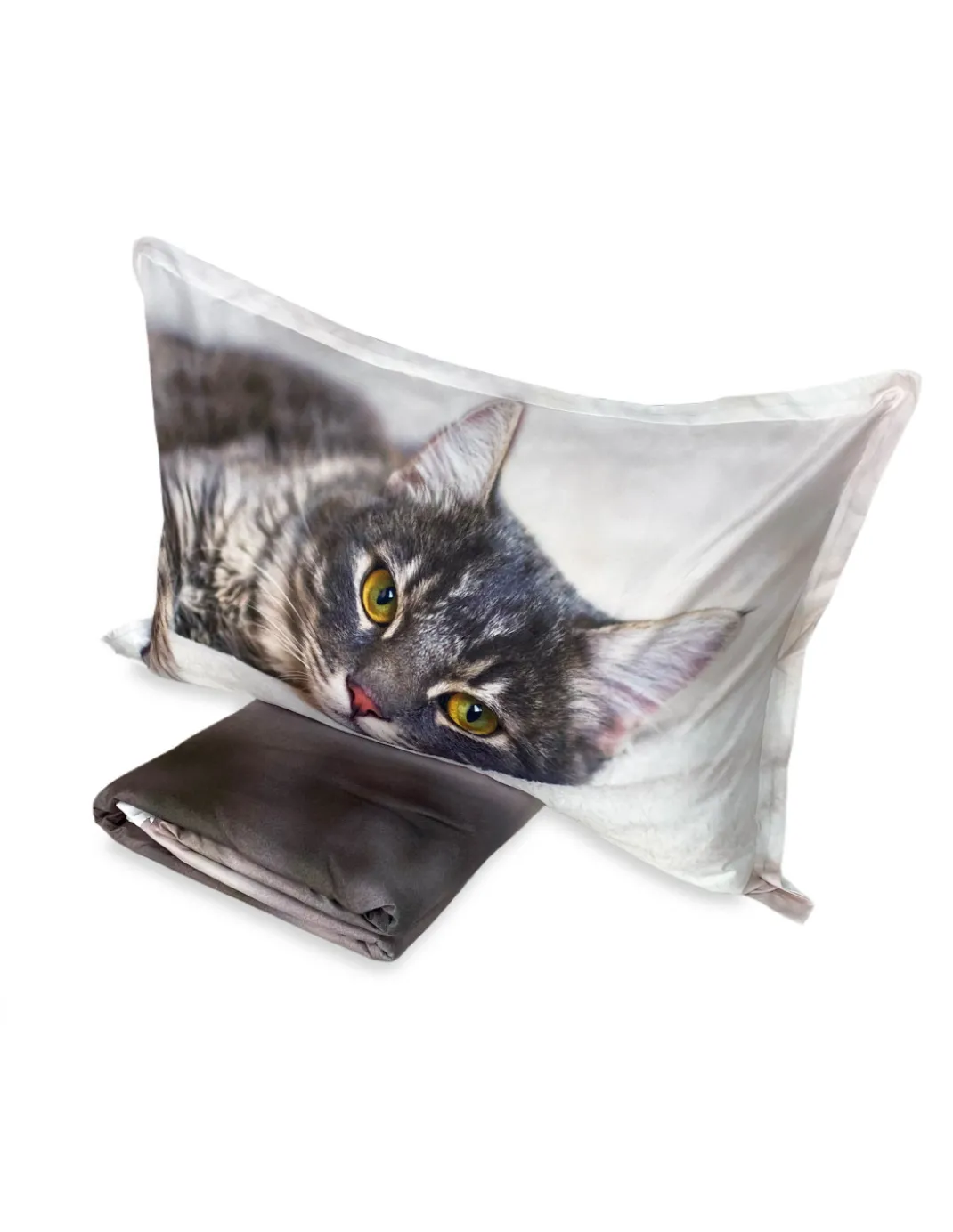 COPRIPIUMINO Rasatello HD FOTOGRAFICO GATTO sdraiato