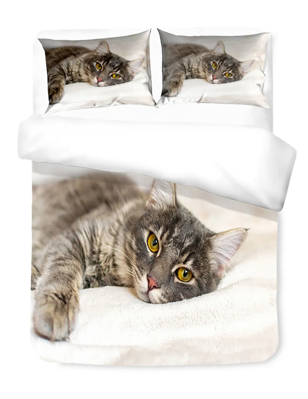 COPRIPIUMINO Rasatello HD FOTOGRAFICO GATTO sdraiato