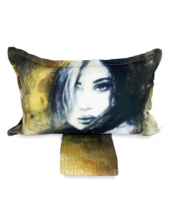 COPRIPIUMINO Rasatello HD FOTOGRAFICO Dipinto DONNA Isabel Matrimoniale cm. 250x200 oro