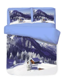 COPRIPIUMINO Rasatello HD FOTOGRAFICO BAITA NEVE Matrimoniale cm. 250x200