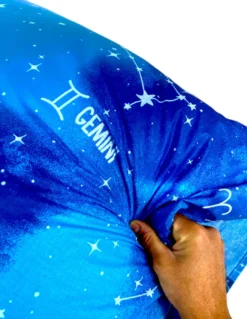 Copripiumino “Tempo di Dormire” Blu - Segni Zodiacali - Cotone 100% Made in Italy - Artigianale