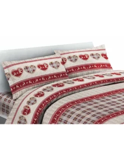 COPRIPIUMINO tirolese BALME CON CUSCINO arredo in puro cotone