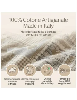 Copripiumino Tirolese Cuori “Aprica” Beige – Cotone 100% Artigianale Made in Italy