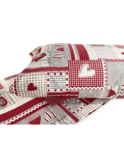 Copripiumino Tirolese Cuori “Aprica” Bordeaux – Cotone 100% Artigianale Made in Italy