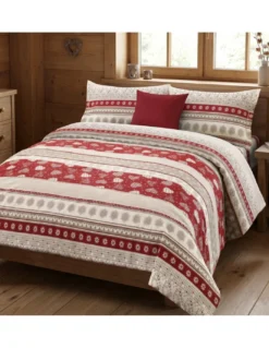 COPRIPIUMINO tirolese dis. CORVARA MONTAGNA in puro cotone Made in Italy