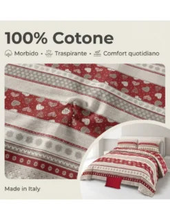 COPRIPIUMINO tirolese dis. CORVARA MONTAGNA in puro cotone Made in Italy