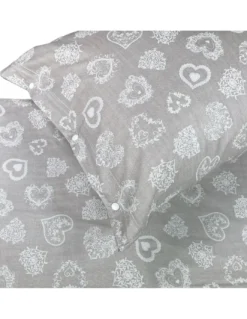 COPRIPIUMINO Tirolese dis. MIROS Cuore BIANCO da Montagna CON FEDERA Arredo MRSBCO