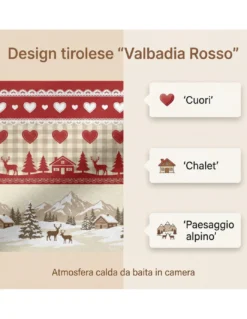 COPRIPIUMINO tirolese dis. VALBADIA ROSSO montagna