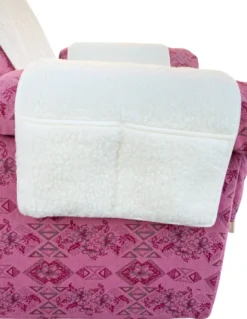 Copripoltrona in pura lana merinos artigianale Made in Italy, con tasche laterali e elastico, regalo perfetto per nonni e papà