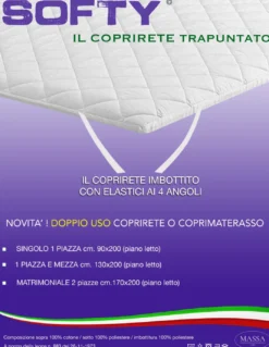 COPRIRETE TRAPUNTATO SOFTY © in cotone DOPPIO uso COPRIMATERASSO